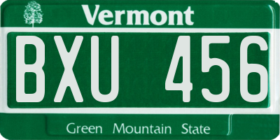 VT license plate BXU456
