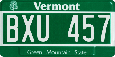 VT license plate BXU457
