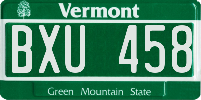 VT license plate BXU458