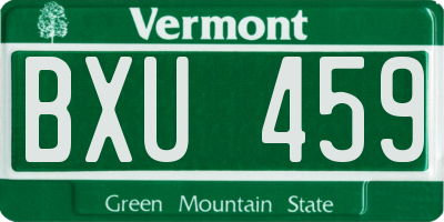 VT license plate BXU459