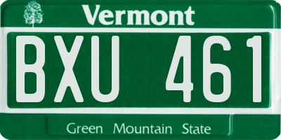 VT license plate BXU461