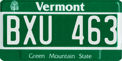 VT license plate BXU463
