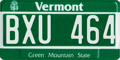 VT license plate BXU464