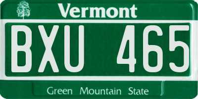 VT license plate BXU465