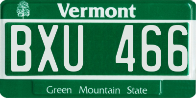 VT license plate BXU466