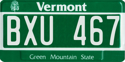 VT license plate BXU467