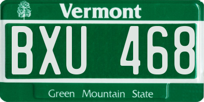 VT license plate BXU468