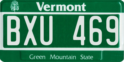 VT license plate BXU469