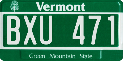 VT license plate BXU471