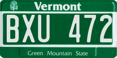 VT license plate BXU472