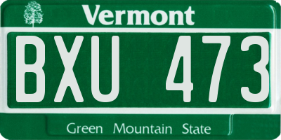 VT license plate BXU473