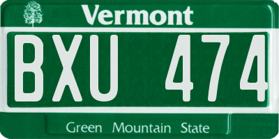 VT license plate BXU474