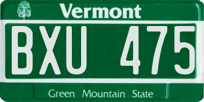 VT license plate BXU475