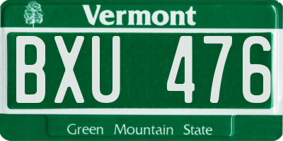 VT license plate BXU476