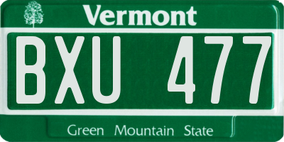 VT license plate BXU477