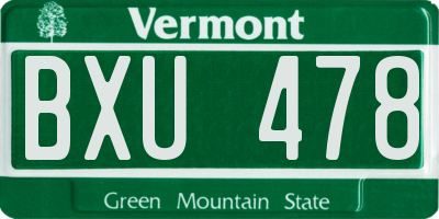 VT license plate BXU478