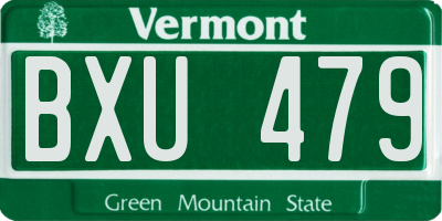 VT license plate BXU479