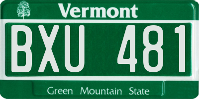 VT license plate BXU481