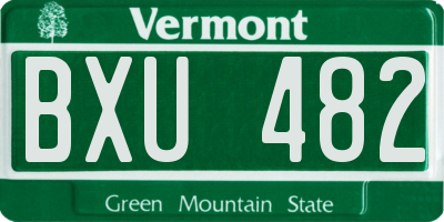 VT license plate BXU482