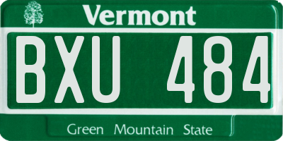 VT license plate BXU484