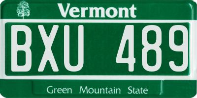 VT license plate BXU489