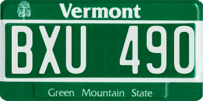 VT license plate BXU490