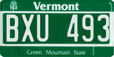 VT license plate BXU493
