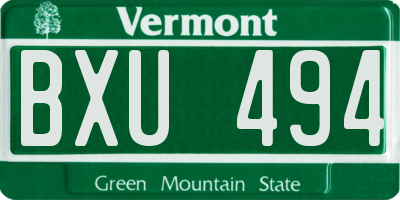 VT license plate BXU494