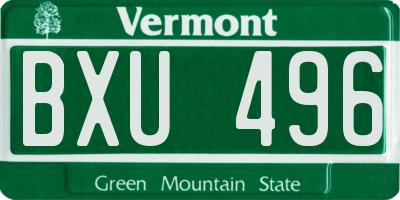 VT license plate BXU496