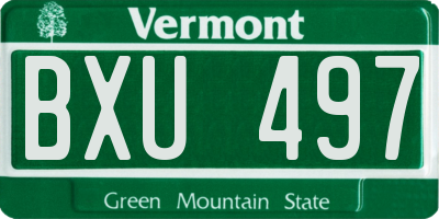 VT license plate BXU497