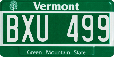VT license plate BXU499