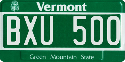 VT license plate BXU500