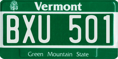 VT license plate BXU501