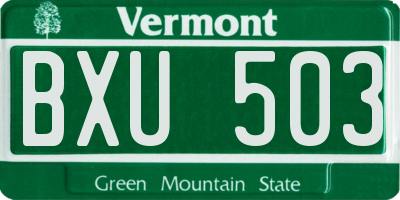 VT license plate BXU503