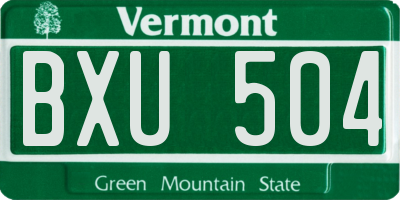 VT license plate BXU504
