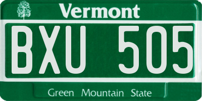 VT license plate BXU505