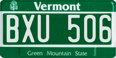 VT license plate BXU506