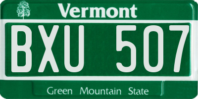 VT license plate BXU507