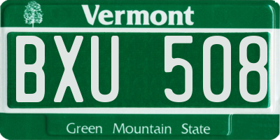 VT license plate BXU508