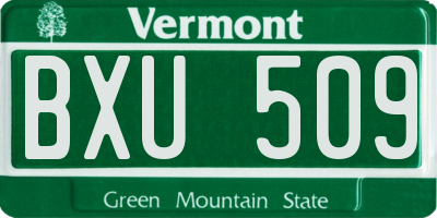 VT license plate BXU509