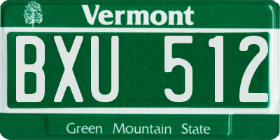 VT license plate BXU512