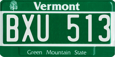 VT license plate BXU513