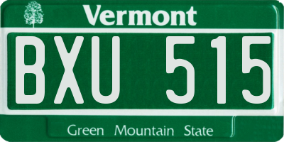 VT license plate BXU515
