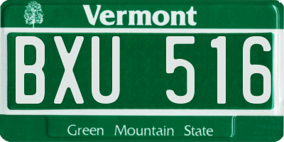 VT license plate BXU516