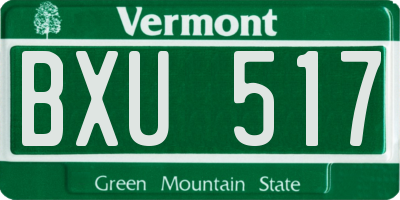 VT license plate BXU517