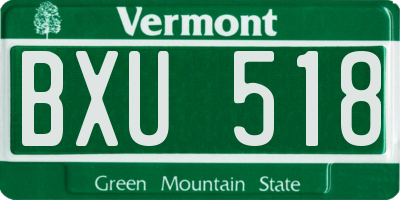 VT license plate BXU518
