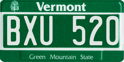 VT license plate BXU520