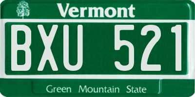 VT license plate BXU521