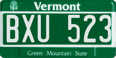 VT license plate BXU523
