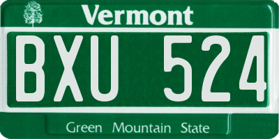 VT license plate BXU524
